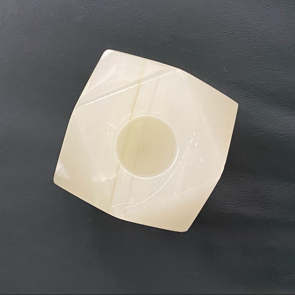 White Stone Candle Holder